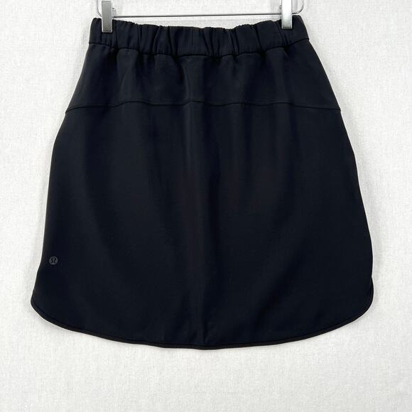 LULULEMON On The Fly Skirt Womens 8 Black Casual Travel Woven Athleisure Mini - Picture 11 of 16